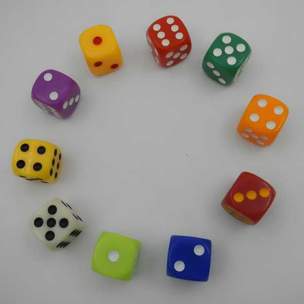 DICE SOURCE FACTORY 16MM STANDARD 6 SIDED DICE SET, 50 PIECES COLORFUL DICE FOR BOARD GAMES, CLASSROOM MATH BULK GAME DICE, MAKE ENTERTAINMENT MORE EXCITING - 图片 4