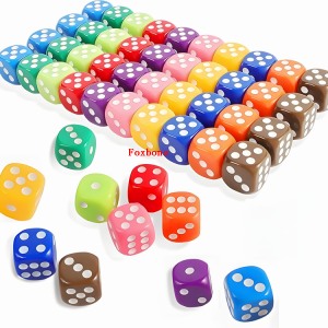 DICE SOURCE FACTORY 16MM STANDARD 6 SIDED DICE SET, 50 PIECES COLORFUL DICE FOR BOARD GAMES, CLASSROOM MATH BULK GAME DICE, MAKE ENTERTAINMENT MORE EXCITING