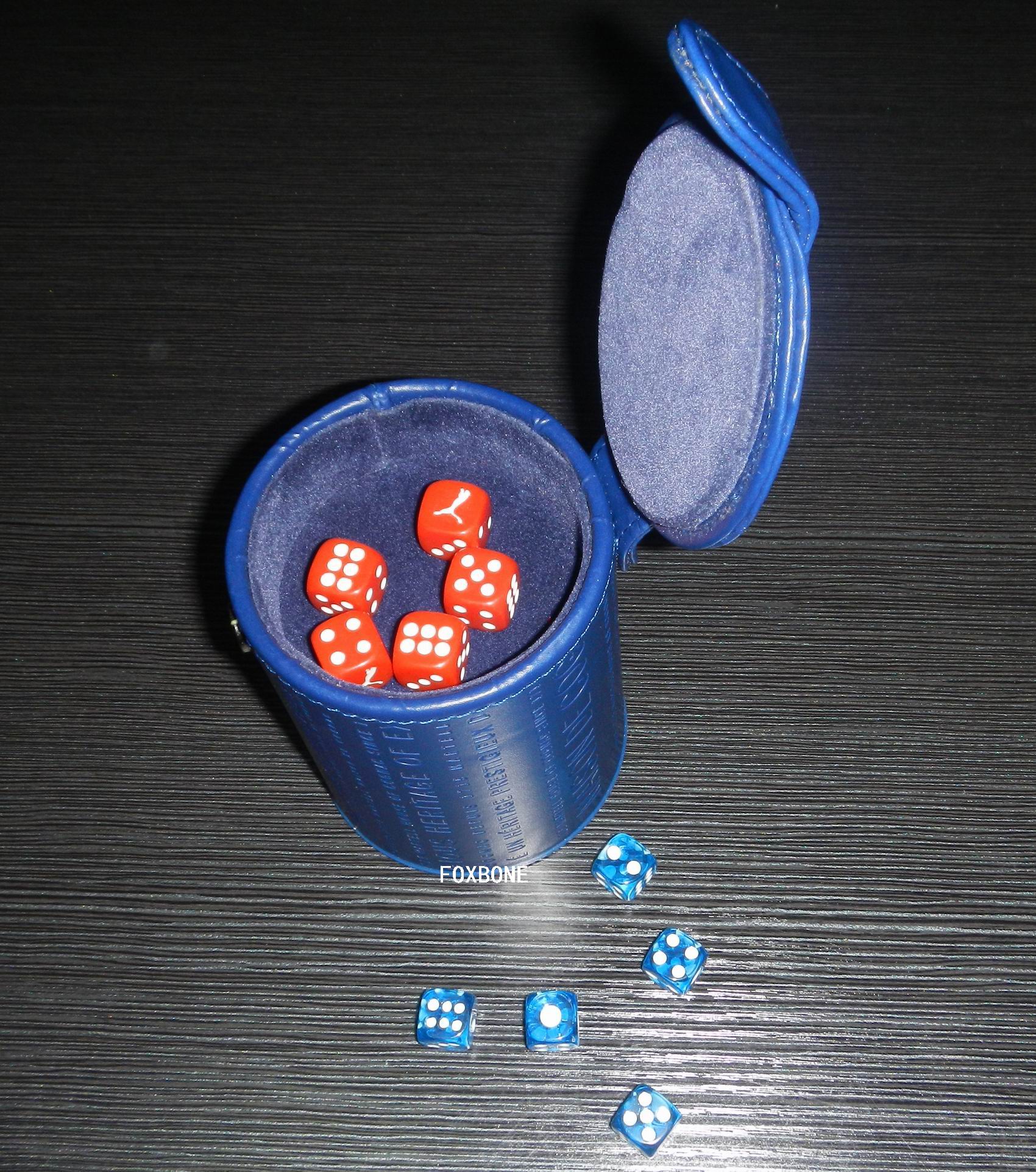 Double leather cuboid cup with storage compartment dice cup