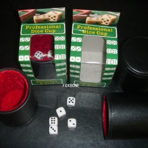 Dice Set with Dice Shaker Cup - Perfect for Casino Dice Game for Family Leather - Poker Dice Shaker - 5 Red Lined Dice Cups and 25 Dice Sets