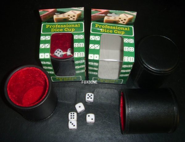 Dice Set with Dice Shaker Cup - Perfect for Casino Dice Game for Family Leather - Poker Dice Shaker - 5 Red Lined Dice Cups and 25 Dice Sets